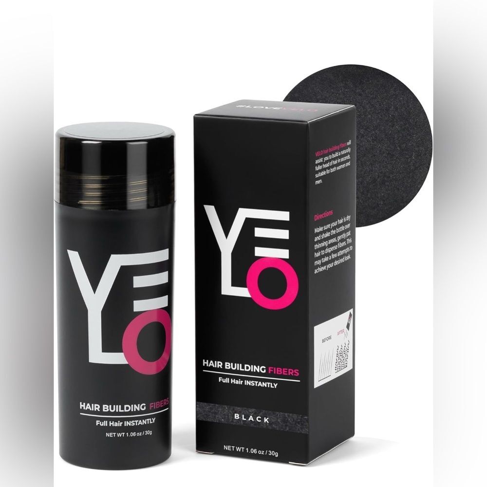 VELO Hair Building Fibers for Thinning Hair, 30g (BLACK) NEW